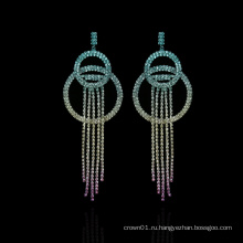 Серьги-кольца в винтажном стиле с большим кругом цвета радуги для женщин